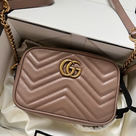 GUCCI MARMONT MINI SHOULDER BAG - DUSTY PINK - Picture 6 of 9